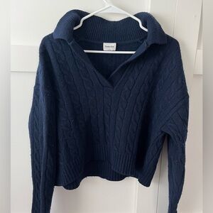 Sunday Best Navy Cable Knit cropped Sweater